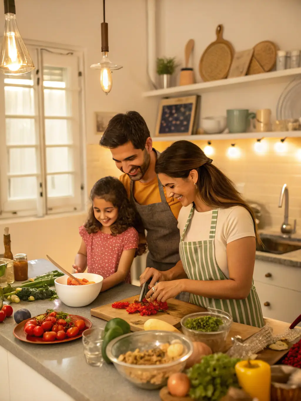 A happy family enjoying their newly remodeled kitchen, illustrating XWZ Construction's dedication to customer satisfaction.